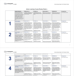 rubric of active learning design principles